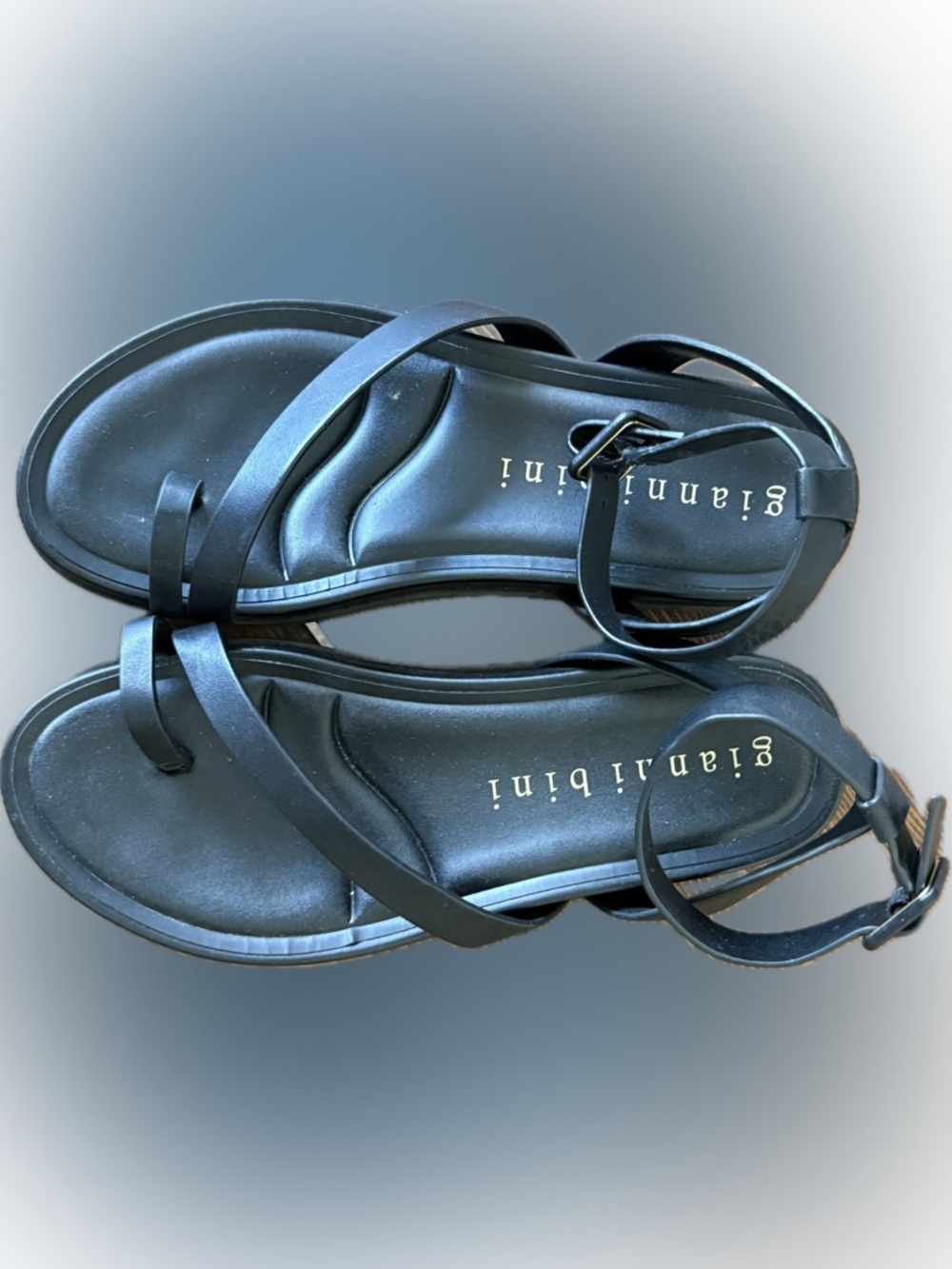 Gianni Bini Grayson Leather Toe Loop Strappy Sandals, Size 8.5 - Black - Picture 3 of 4